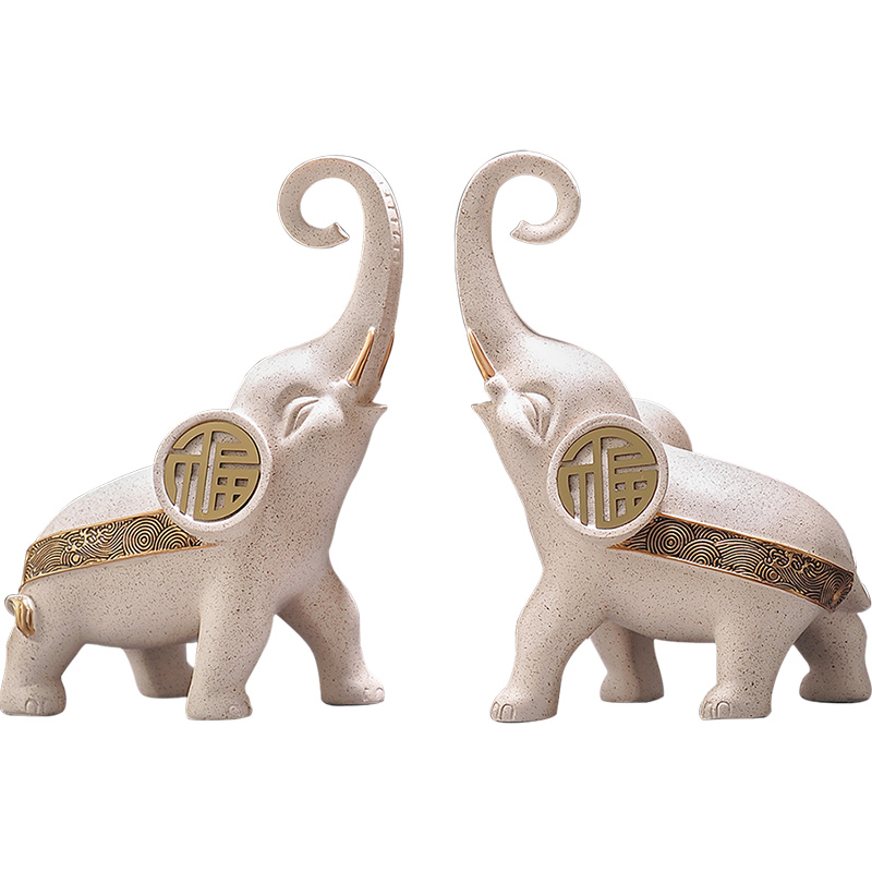 平安喜乐招财大象摆件玄关客厅电视柜酒柜桌面装饰品乔迁新居礼物