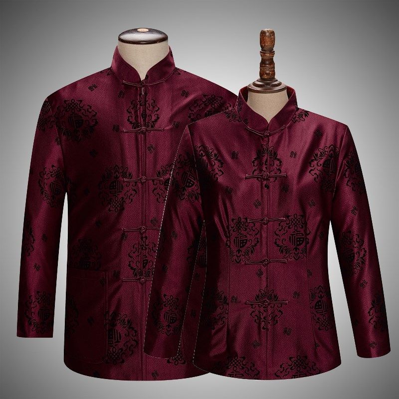 中老年唐装男秋冬装老人外套男生日中国风爷爷过寿男装爸爸装上衣