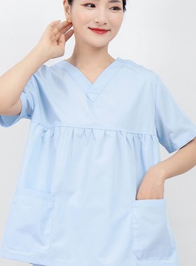 孕妇手术服蓝色大码洗手衣妇幼牙科医生孕妇护士服手术室TC工作服