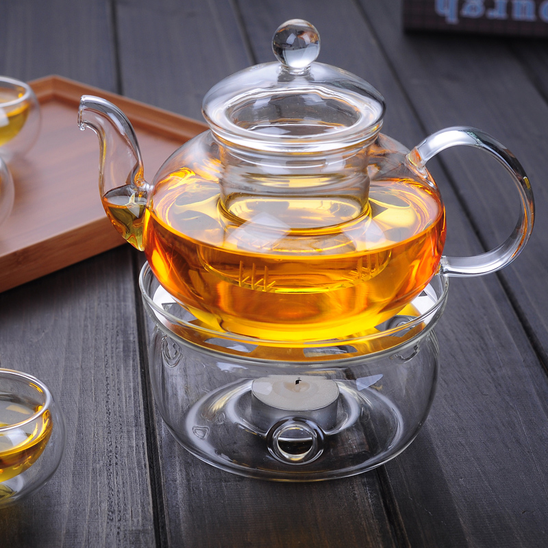 耐热玻璃茶壶 加热花茶杯底座水果花草茶具清新透明过滤泡茶套装