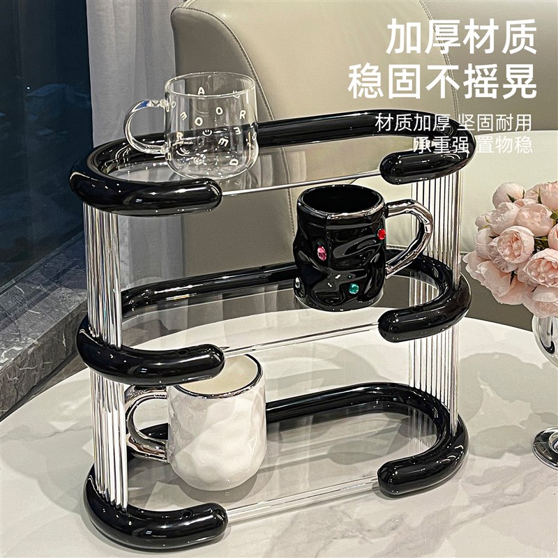 高级感轻奢杯架餐桌水杯架子咖啡杯收纳水吧桌面马克杯茶杯置物架
