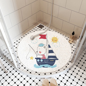 浴室圆形脚垫防滑垫子 加厚家用洗澡地垫卡通卫生间淋浴丝圈地毯