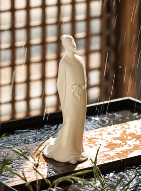 德化白瓷禅意历史人物诗人李白陶瓷摆件茶室茶桌博古架创意软装饰