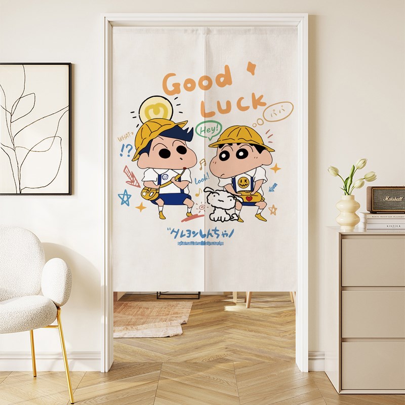 卡通可爱门帘半帘短帘卧室遮挡帘儿童房间隔断帘家用免打孔伸缩杆