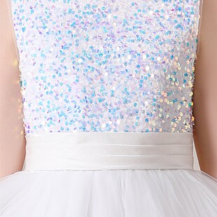 中大童小提琴演奏白色钢琴演出服女童高端礼服学校合唱团主持人长