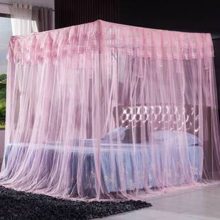 蚊帐不锈钢侧开门单开门雪纺加密落地支架加厚压脚1.5米 2.0 1.8m