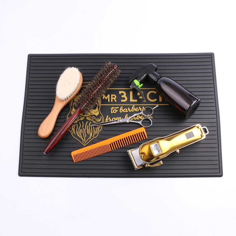 barbershop发型师美发工具防滑垫油头电推剪理发剪刀推子收纳垫子