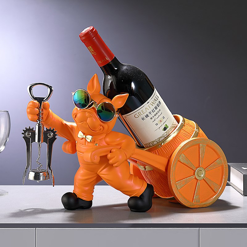 轻奢招财狗红酒架玄关酒柜电视柜摆设家居客厅装饰品摆件乔迁礼物