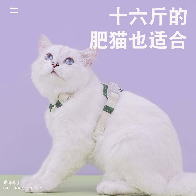 遛猫咪牵引绳工字型猫咪背带可调节布偶猫外出专用防挣脱溜猫神器