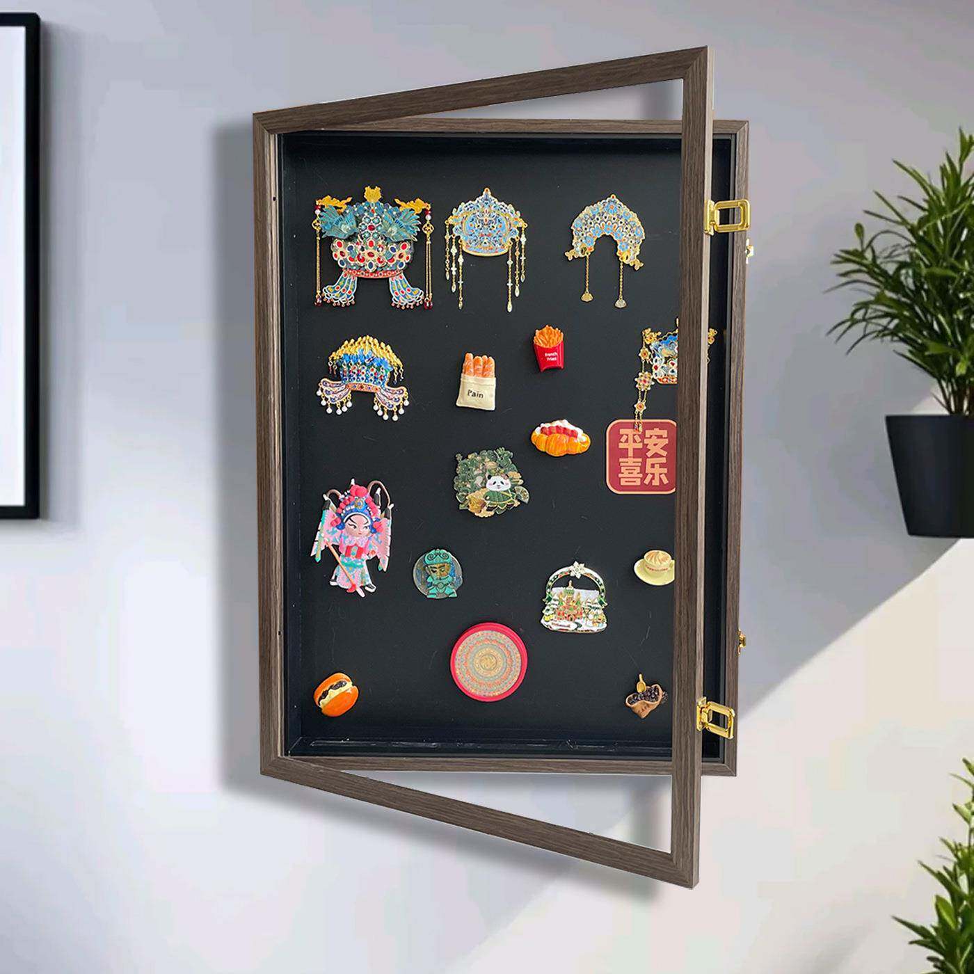 磁吸相片框冰箱贴展示板装裱收纳板电表箱遮挡板实木相框带防尘