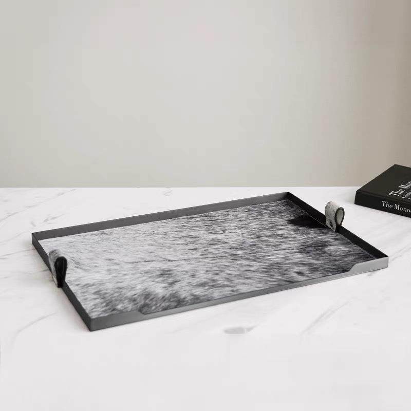 现代轻奢金属马毛几何托盘摆件桌面售楼处样板间客厅收纳盘装饰品,电子元器件市场,其它元器件,淘宝优惠券,粉丝福利购,淘宝优惠卷