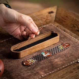 香盒线香底座 珐琅彩香托盘香插 香插香座欧式 沉香线香香薰炉檀香