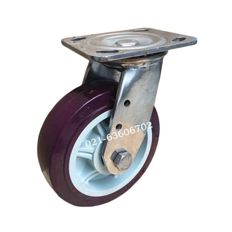 5x2加重型304不锈钢聚氨脂静音万向轮工业手推车轮子防锈防水脚轮