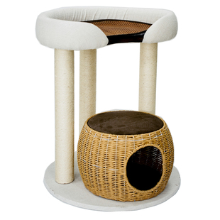 网红大床编织窝藤编猫窝猫树一体猫爬架豪华猫布偶缅因攀爬剑麻柱