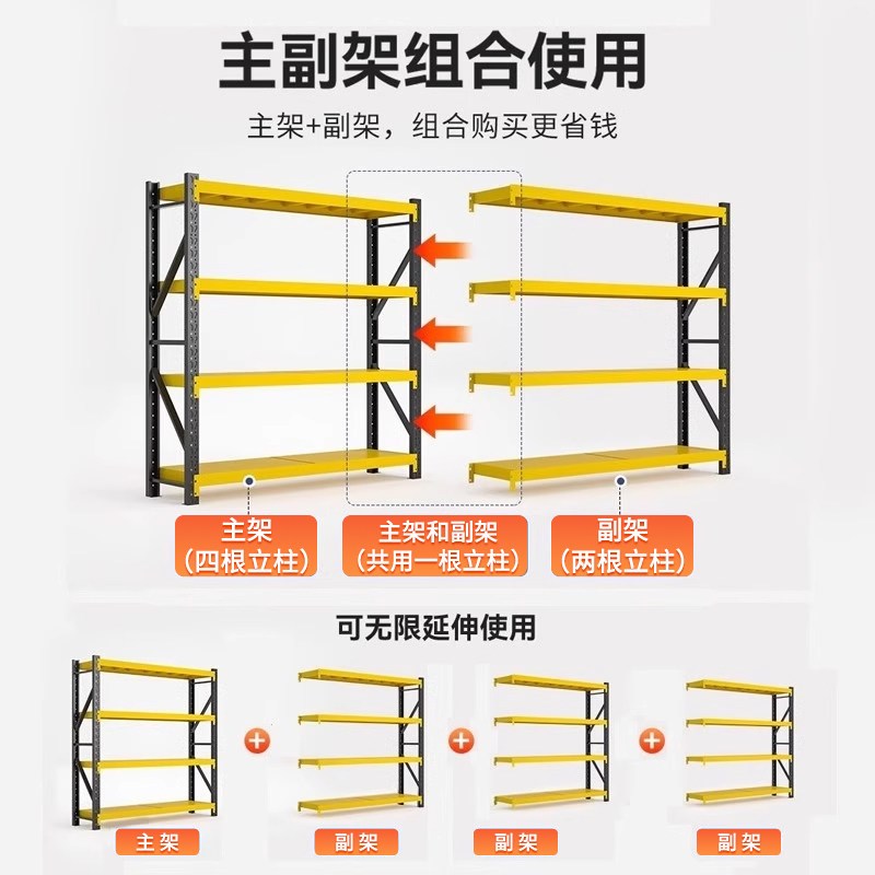加厚货架多层置物架超强承重仓库仓储快递重型钢铁架子家用储物架