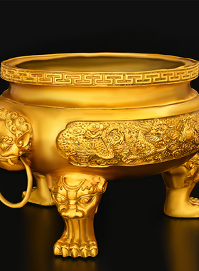 铜双龙香炉三足香炉鼎家用龙戏珠超大特大号寺院供奉香炉大尺寸纯