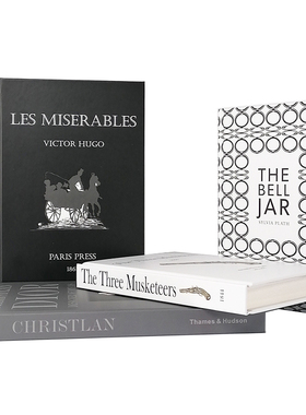 黑白灰精装外文仿真书现代样板房书房装饰英文真书摄影道具书摆件