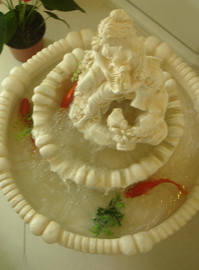 欧式人物雕塑摆设庭院玻璃钢落地流水鱼池喷泉装饰祝福摆件工艺品