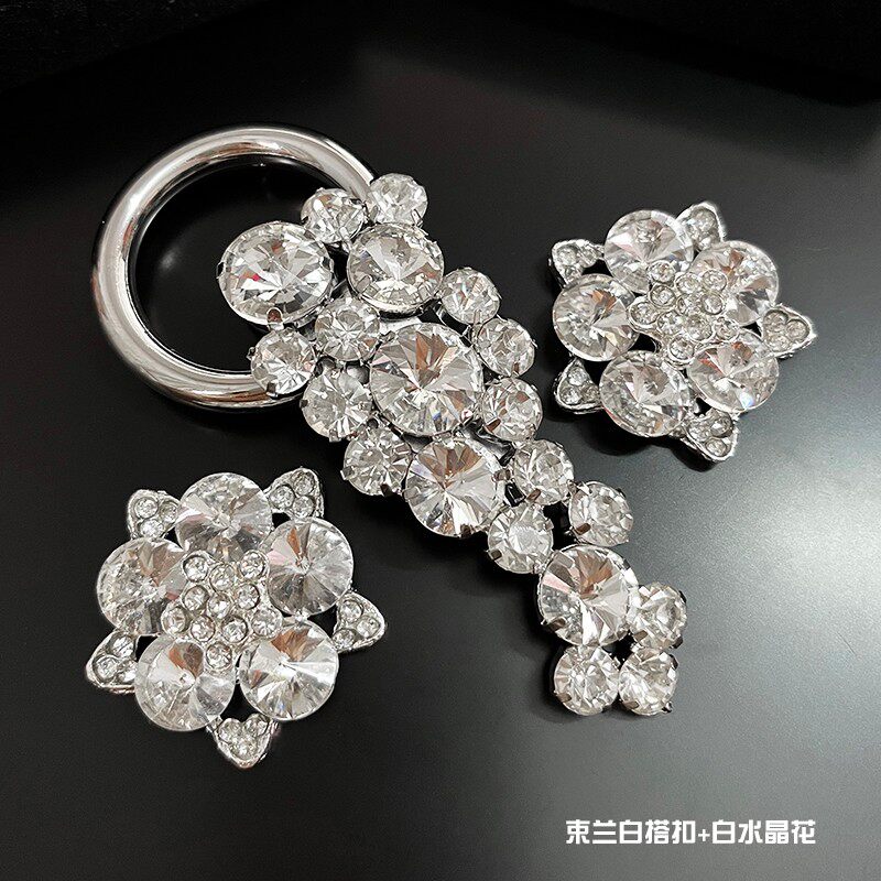 皮草搭扣高档貂皮水钻鸭嘴扣束兰皮草对扣大衣裘皮纽扣领口装饰