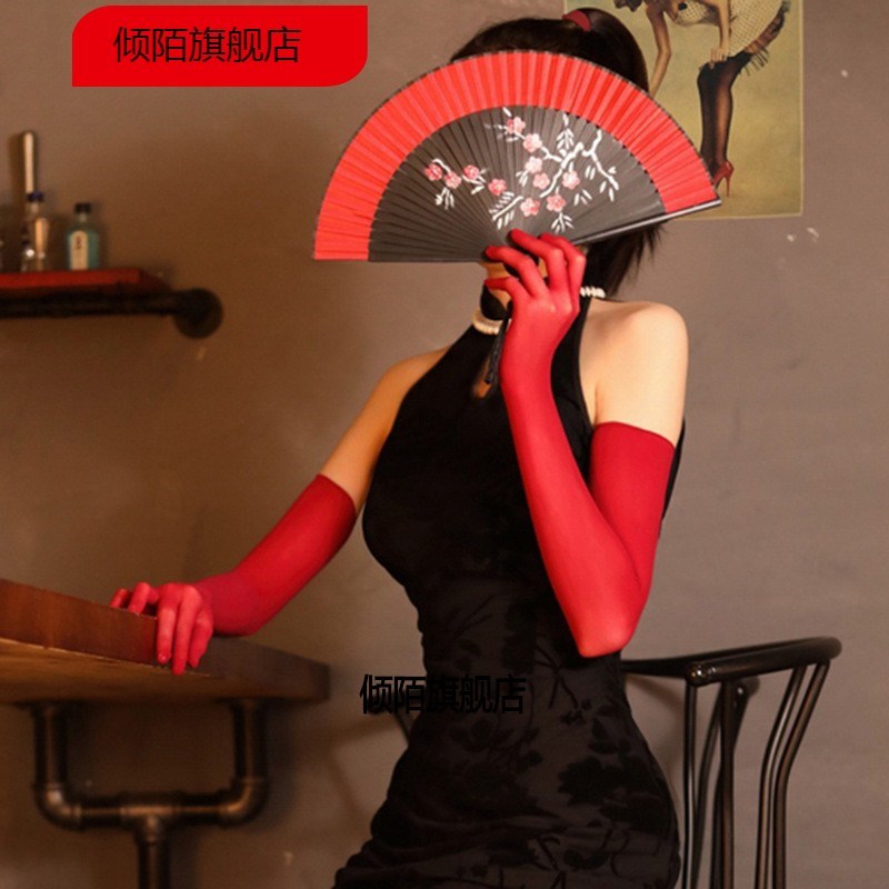 丝袜手冲手套男用飞机打专用手套超薄油亮分指丝袜丝滑黑丝袜