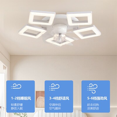 北欧摇头扇灯大风力吸顶静音一体风扇主卧室灯客厅电扇灯可改110V