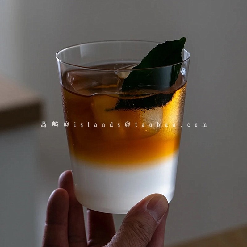 日式超薄款威士忌杯鸡尾酒杯古典创意冰美式拿铁咖啡杯直身玻璃杯