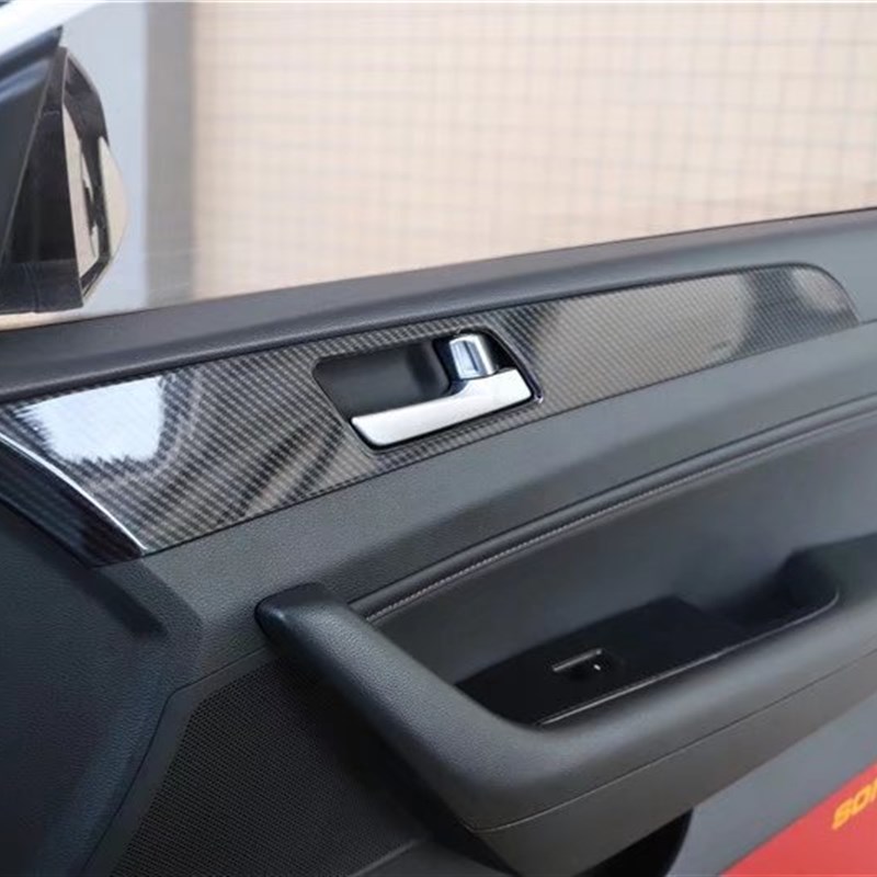 适用於18-19款Sonata9碳纤维桃木内饰贴 改装中控排档方向盘贴