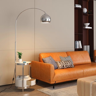 客厅落地灯钓鱼灯沙发旁边茶几置物架银色轻奢高级感flos卧室台灯