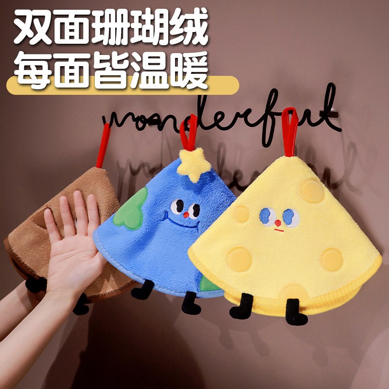 卡通芝士曲奇可挂式擦手巾吸水毛巾洗碗布抹布可爱小毛巾强吸水
