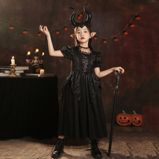 万圣节儿童服装沉睡魔咒女童公主裙角色扮演cos吸血鬼女巫演出服