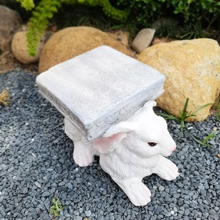 创意小白兔子墩子庭院花园动物装饰品摆件置物花盆底座室外小矮凳