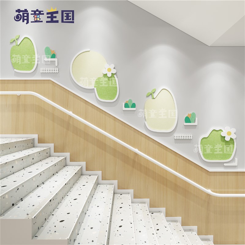 幼儿园环创楼梯间走廊过道公告栏文化墙面几何简约风毛毡pvc装饰