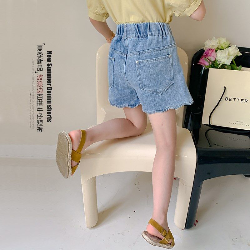 女童短裤夏装外穿休闲裤2024新款儿童牛仔阔腿裤洋气宽松五分裤子