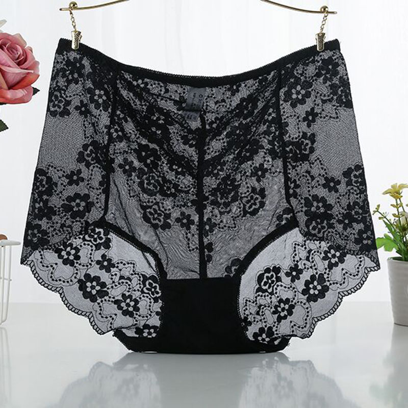 轻奢~性感蕾丝高腰大码内裤女士加肥加大胖mm200斤透明无痕舒适