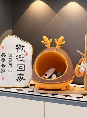 创意小鹿玄关钥匙收纳盒摆件入户门口鞋柜客厅家居装饰品乔迁礼物