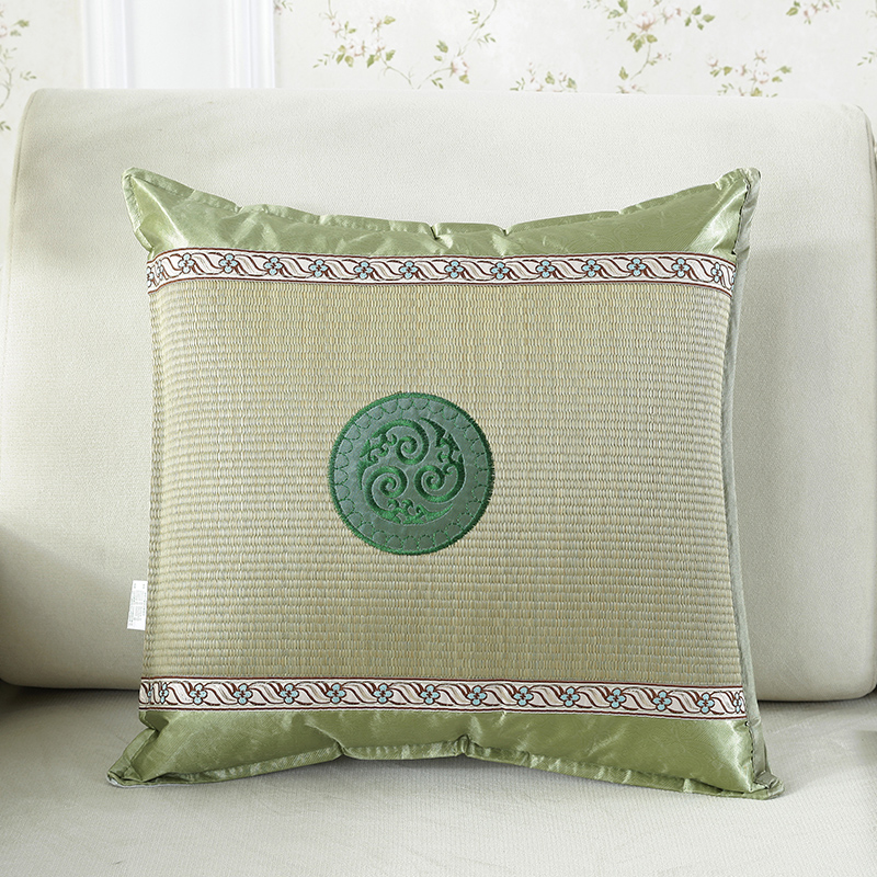 夏季蔺草双面凉席靠垫套沙发靠垫抱枕套 办公室护腰靠垫套不含芯