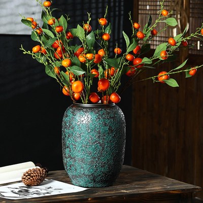 新中式复古典陶瓷落地大花瓶餐厅名宿家用客厅插干花鲜花软装饰品