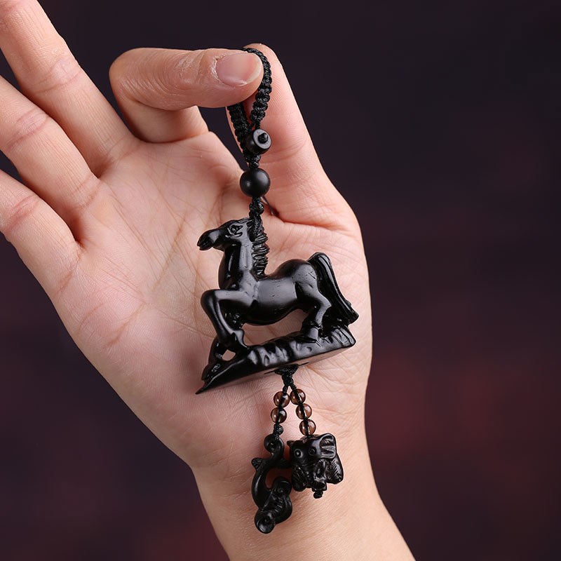 黑檀木马钥匙扣 男女汽车钥匙挂件创意生肖马钥匙链汽车钥匙圈