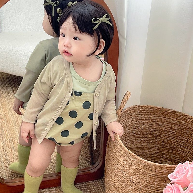 女童夏季套装宝宝可爱空调衫圆点包屁背带裤T恤婴幼儿洋气三件套,童装/婴儿装/亲子装,套装,淘宝优惠券,粉丝福利购,淘宝优惠卷