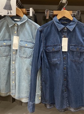 女装牛仔工装衬衫/长袖水洗产品衬衫空调衫外套新款480004/479579