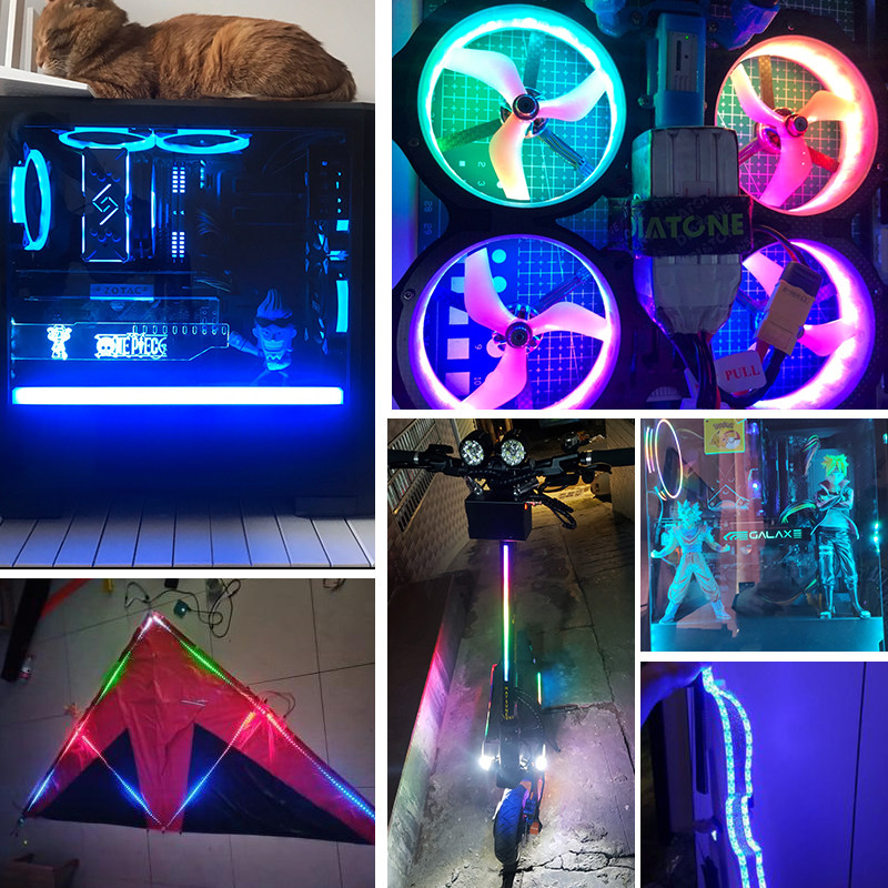 5V全彩WS2812B幻彩LED电池盒灯带usb灯条5050灯珠内置IC炫彩灯条