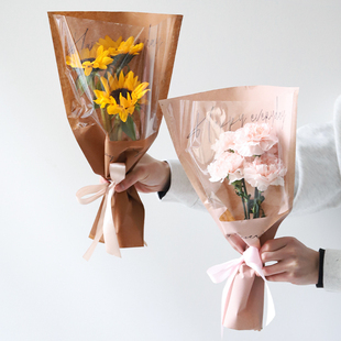多支鲜花花束包装袋鲜花玫瑰花diy材料单枝袋单只花艺包花纸袋子
