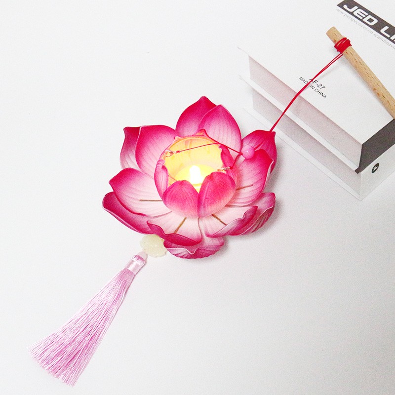 放灯行荷花灯汉服拍照舞蹈表演儿童道具灯笼 cos古风莲花灯手提灯