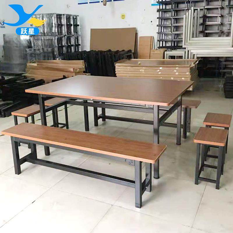新中式简约长方形餐桌椅工厂食堂10人位经济型餐桌椅组合