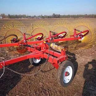 地瓜秧搂草机牵引式八盘花生秧搂草机禹城红日指盘式拾草机
