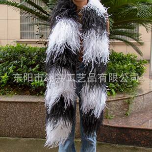 鸵鸟毛条多层黑白双色服装辅料舞台表演拉丁舞服羽毛辅料搭配工厂