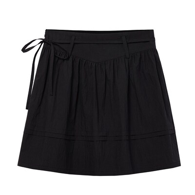 LLANO绑带花苞半裙复古高腰法式优雅俏皮a字裙子半身裙短裙女夏季