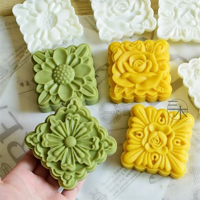 立体方形月饼模具75克古典花纹150克 手压糕点磨具200g四片装