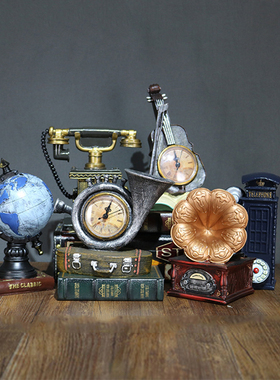 复古客厅玄关家居软装电视酒柜装饰品摆件红酒架小办公室桌工艺品