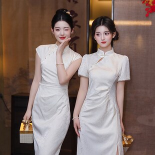 新中式伴娘服女2025新款夏季香槟色礼服平时可穿小个子旗袍订婚裙